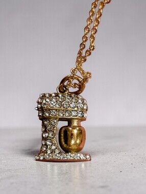 Any Bakers Out There? Rhinestone 18k gp Stand Mixer Charm On A Brass Necklace